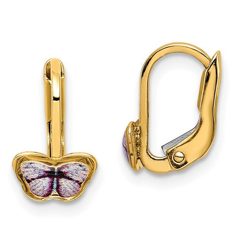 14k-childrens-enamel-butterfly-hoop-earrings-SolomonJeweler-Wichita-KS-CustomJewelry
