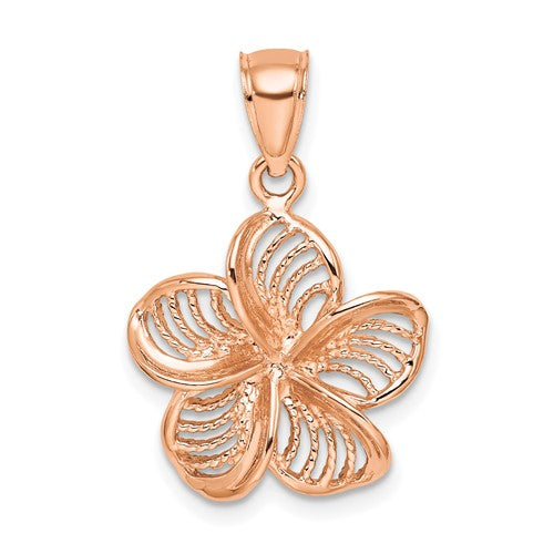 14k-rose-gold-beaded-and-polished-plumeria-flower-charm-SolomonJeweler-Wichita-KS-CustomJewelry