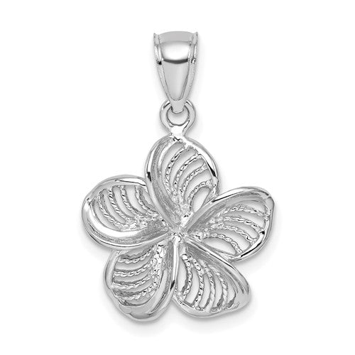14k-white-gold-beaded-and-polished-plumeria-flower-charm-SolomonJeweler-Wichita-KS-CustomJewelry
