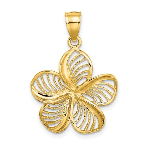 14k-polished-and-beaded-plumeria-flower-charm-SolomonJeweler-Wichita-KS-CustomJewelry