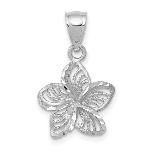 14k-white-gold-polished-and-beaded-plumeria-flower-charm-SolomonJeweler-Wichita-KS-CustomJewelry