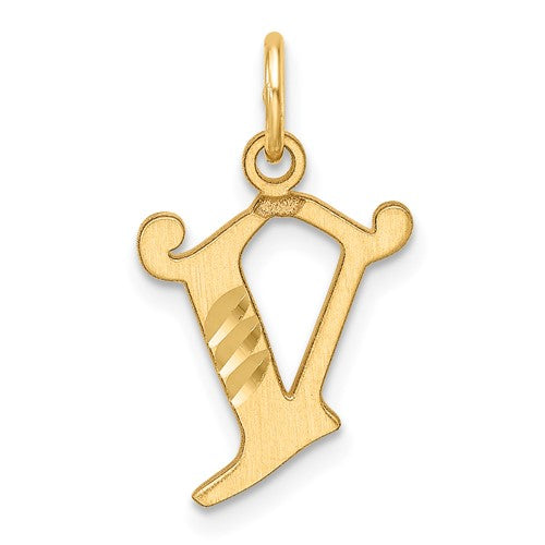 14k-diamond-cut-letter-v-initial-charm-SolomonJeweler-Wichita-KS-CustomJewelry
