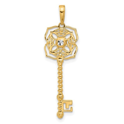 14k-and-white-rhodium-d-c-floral-key-pendant-SolomonJeweler-Wichita-KS-CustomJewelry