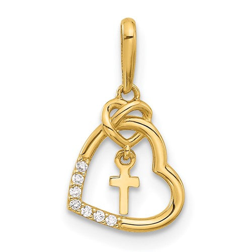 14k-polished-cz-heart-w-cross-dangle-pendant-SolomonJeweler-Wichita-KS-CustomJewelry