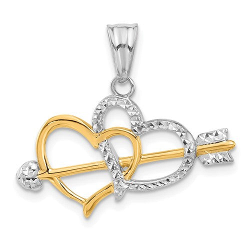 14k-with-white-rhodium-diamond-cut-hearts-and-arrow-pendant-SolomonJeweler-Wichita-KS-CustomJewelry