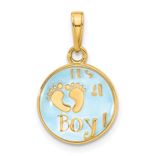 14k-polished-with-blue-enamel-and-clear-epoxy-resin-its-a-boy-pendant-SolomonJeweler-Wichita-KS-CustomJewelry