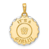 14k-and-white-rhodium-its-a-girl-disc-pendant-SolomonJeweler-Wichita-KS-CustomJewelry