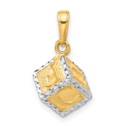 14k-and-white-rhodium-d-c-3d-baby-letter-block-pendant-SolomonJeweler-Wichita-KS-CustomJewelry