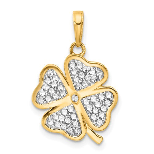 14k-and-white-rhodium-polished-and-d-c-4-leaf-clover-pendant-SolomonJeweler-Wichita-KS-CustomJewelry