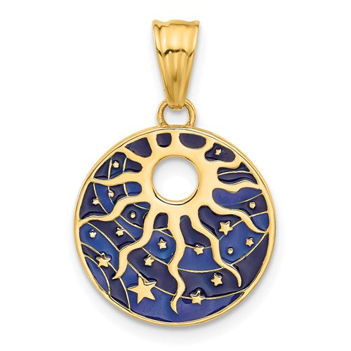 14k-polished-enameled-sun-and-stars-pendant-SolomonJeweler-Wichita-KS-CustomJewelry