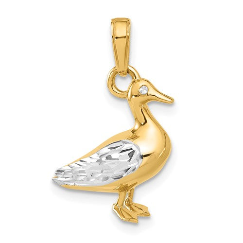 14k-and-white-rhodium-d-c-3d-duck-pendant-SolomonJeweler-Wichita-KS-CustomJewelry