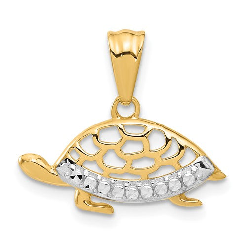 14k-with-white-rhodium-diamond-cut-turtle-pendant-SolomonJeweler-Wichita-KS-CustomJewelry