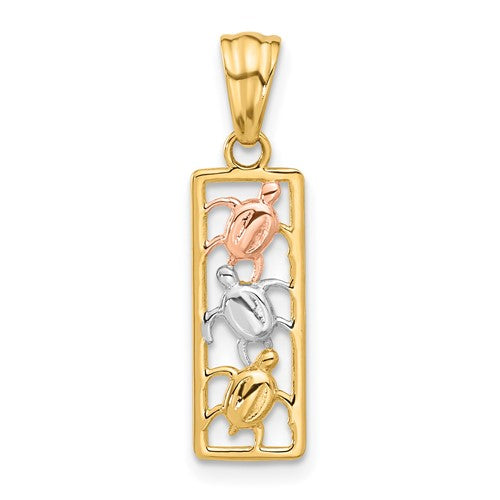 14k-two-tone-with-white-rhodium-polished-turtles-rectangle-pendant-SolomonJeweler-Wichita-KS-CustomJewelry