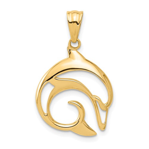 14k-polished-cut-out-dolphin-pendant-SolomonJeweler-Wichita-KS-CustomJewelry