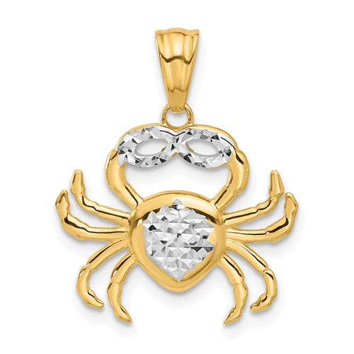 14k-with-white-rhodium-polished-and-diamond-cut-crab-pendant-SolomonJeweler-Wichita-KS-CustomJewelry
