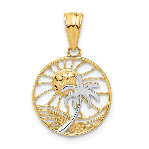 14k-with-white-rhodium-ocean-and-palm-tree-round-pendant-SolomonJeweler-Wichita-KS-CustomJewelry