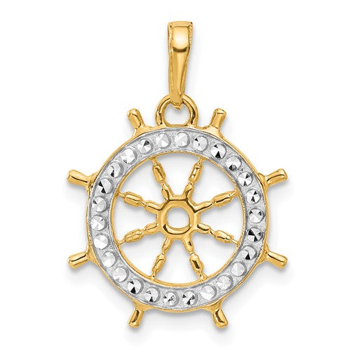 14k-and-white-rhodium-d-c-ships-wheel-pendant-SolomonJeweler-Wichita-KS-CustomJewelry