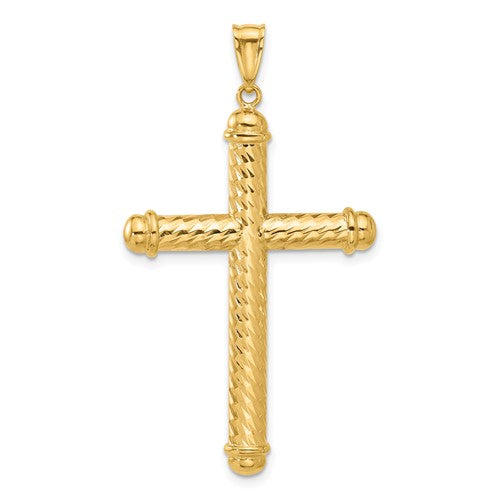 14k-polished-and-diamond-cut-cross-pendant-SolomonJeweler-Wichita-KS-CustomJewelry