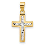 14k-two-tone-polished-and-diamond-cut-cross-pendant-SolomonJeweler-Wichita-KS-CustomJewelry