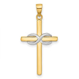 14k-two-tone-polished-infinity-cross-pendant-SolomonJeweler-Wichita-KS-CustomJewelry