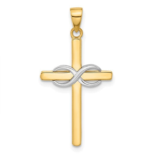 14k-two-tone-polished-infinity-cross-pendant-SolomonJeweler-Wichita-KS-CustomJewelry
