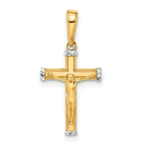 14k-and-white-rhodium-d-c-crucifix-cross-pendant-SolomonJeweler-Wichita-KS-CustomJewelry