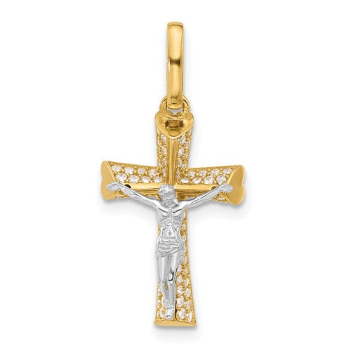 14k-two-tone-polished-cz-crucifix-with-heart-ends-pendant-SolomonJeweler-Wichita-KS-CustomJewelry
