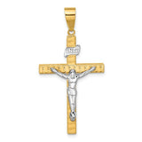 14k-two-tone-polished-and-diamond-cut-crucifix-pendant-SolomonJeweler-Wichita-KS-CustomJewelry