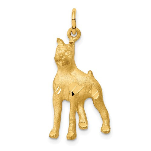 14k yellow gold solid polished boxer charm pendant, detailed gold jewelry piece.