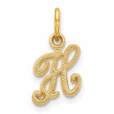 14K yellow gold letter H initial charm pendant featuring elegant script design, ideal for personalized jewelry.