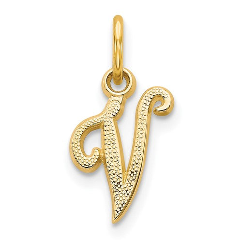 14ky-script-letter-v-initial-charm-SolomonJeweler-Wichita-KS-CustomJewelry