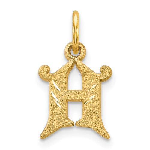 Gold 14k letter H initial charm pendant from Solomon Jewelers, featuring a sleek and elegant design.