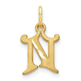 Gold 14k letter N initial charm pendant from Solomon Jewelers, featuring a sleek and polished design.