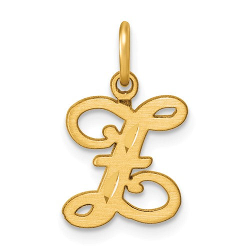 14k gold initial Z charm pendant from Solomon Jewelers, featuring a sleek, polished design for jewelry embellishment.