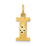 14ky-satin-diamond-cut-letter-i-initial-charm-SolomonJeweler-Wichita-KS-CustomJewelry
