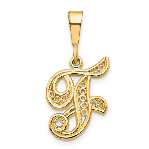 14ky-polished-script-filigree-letter-f-initial-pendant-SolomonJeweler-Wichita-KS-CustomJewelry