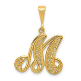 14ky-polished-script-filigree-letter-m-initial-pendant-SolomonJeweler-Wichita-KS-CustomJewelry
