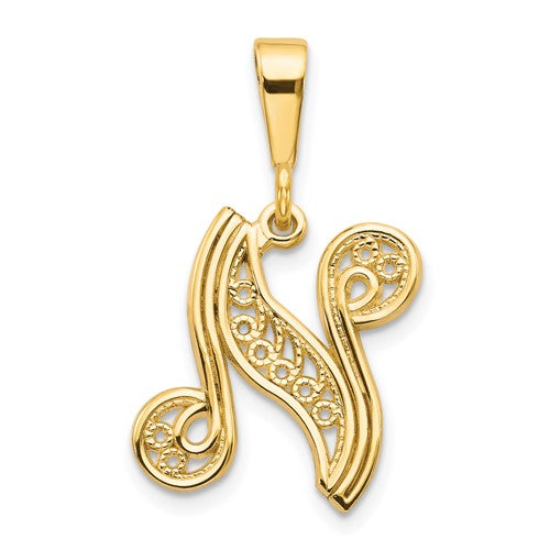 14ky-polished-script-filigree-letter-n-initial-pendant-SolomonJeweler-Wichita-KS-CustomJewelry