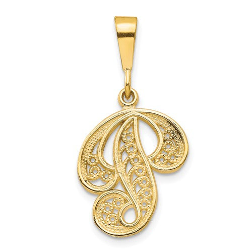 14ky-polished-script-filigree-letter-p-initial-pendant-SolomonJeweler-Wichita-KS-CustomJewelry