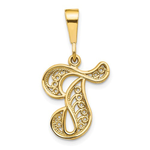 14ky-polished-script-filigree-letter-t-initial-pendant-SolomonJeweler-Wichita-KS-CustomJewelry