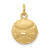 14k gold baseball charm pendant from Solomon Jewelers, featuring a detailed baseball design and polished finish.