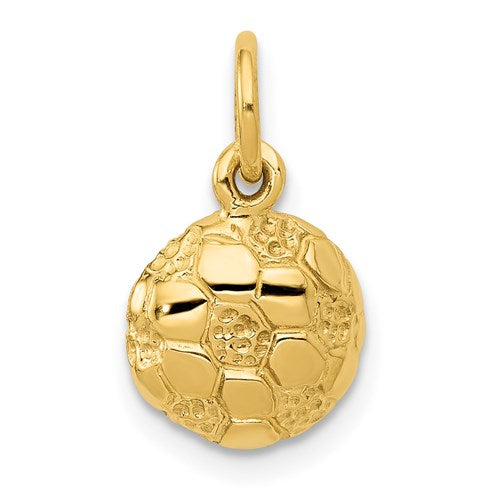 14k gold soccer ball charm pendant from Solomon Jewelers, featuring detailed craftsmanship and sports-themed jewelry design.