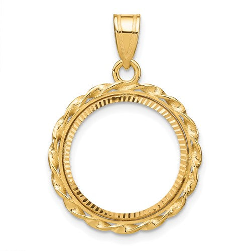 14k-twisted-wire-diamond-cut-16-5mm-prong-coin-bezel-pendant-SolomonJeweler-Wichita-KS-CustomJewelry