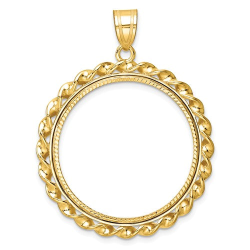 14k-twisted-wire-diamond-cut-27-0mm-prong-coin-bezel-pendant-SolomonJeweler-Wichita-KS-CustomJewelry