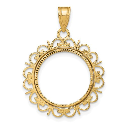 14k-polished-and-diamond-cut-fancy-16-5mm-prong-coin-bezel-pendant-SolomonJeweler-Wichita-KS-CustomJewelry