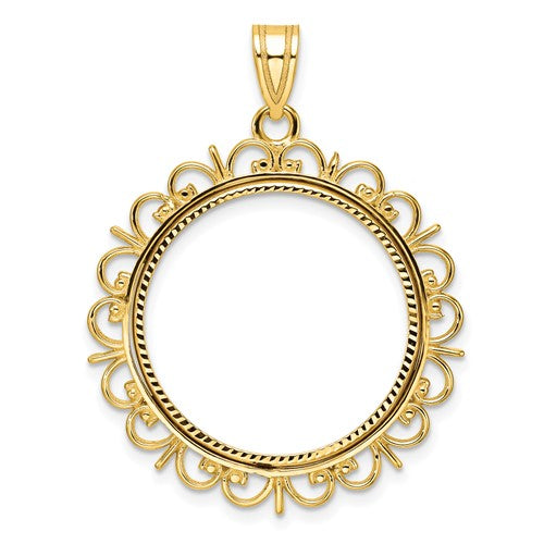 14k-polished-and-diamond-cut-fancy-22-0mm-prong-coin-bezel-pendant-SolomonJeweler-Wichita-KS-CustomJewelry
