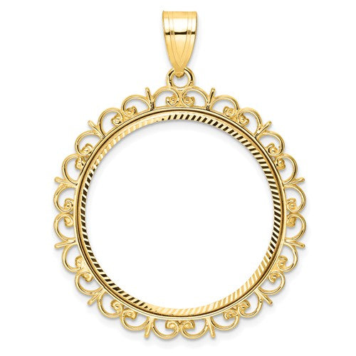 14k-polished-and-diamond-cut-fancy-27-0mm-prong-coin-bezel-pendant-SolomonJeweler-Wichita-KS-CustomJewelry