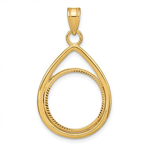 14k-polished-d-c-lightweight-teardrop-16-5mm-prong-coin-bezel-pendant-SolomonJeweler-Wichita-KS-CustomJewelry