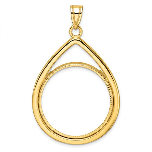 14k-polished-d-c-lightweight-teardrop-27-0mm-prong-coin-bezel-pendant-SolomonJeweler-Wichita-KS-CustomJewelry