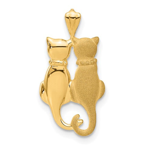14k-satin-and-polished-cats-pendant-SolomonJeweler-Wichita-KS-CustomJewelry